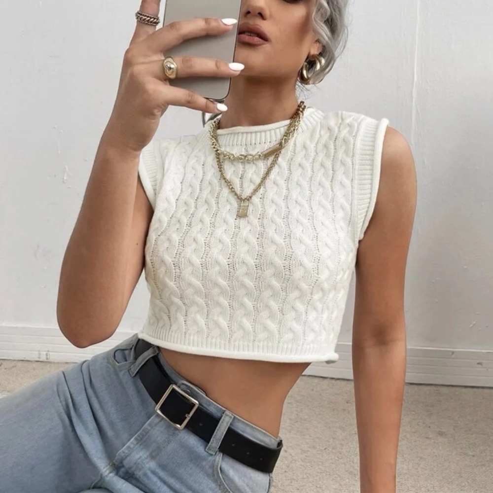 Cable knit sweater vest